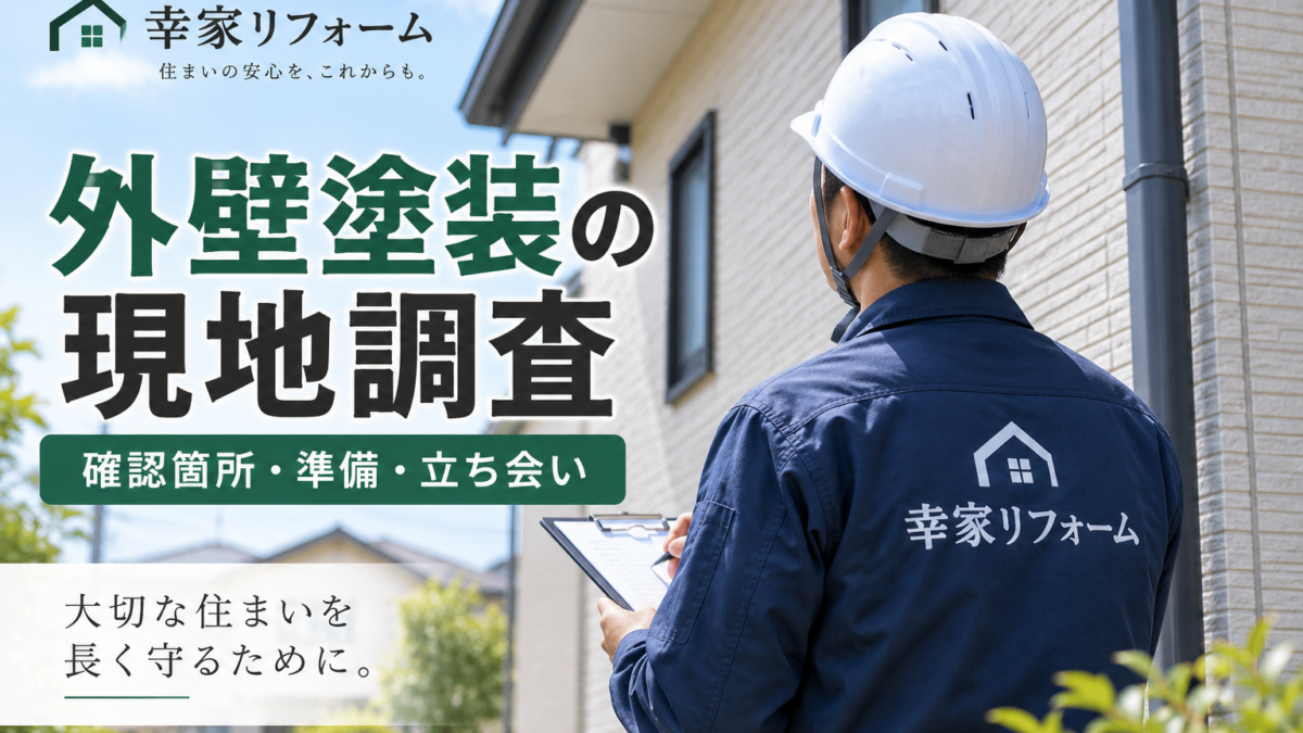 柏市で外壁塗装の現地調査を行う幸家リフォームの職人